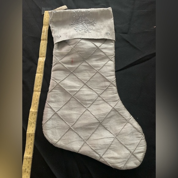 Gray Christmas Stocking, Preloved, 17in Long - Picture 1 of 3